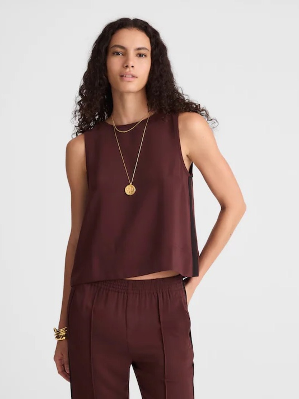 Madewell Scoop Neck Shell Tank Top in Chocolate Raisin - Women's Size XL